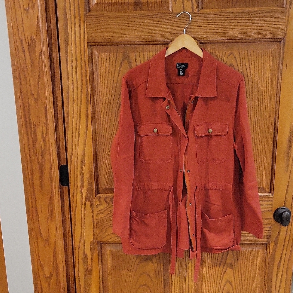 Nicole Miller Rust Colored Linen Jacket In Size Large